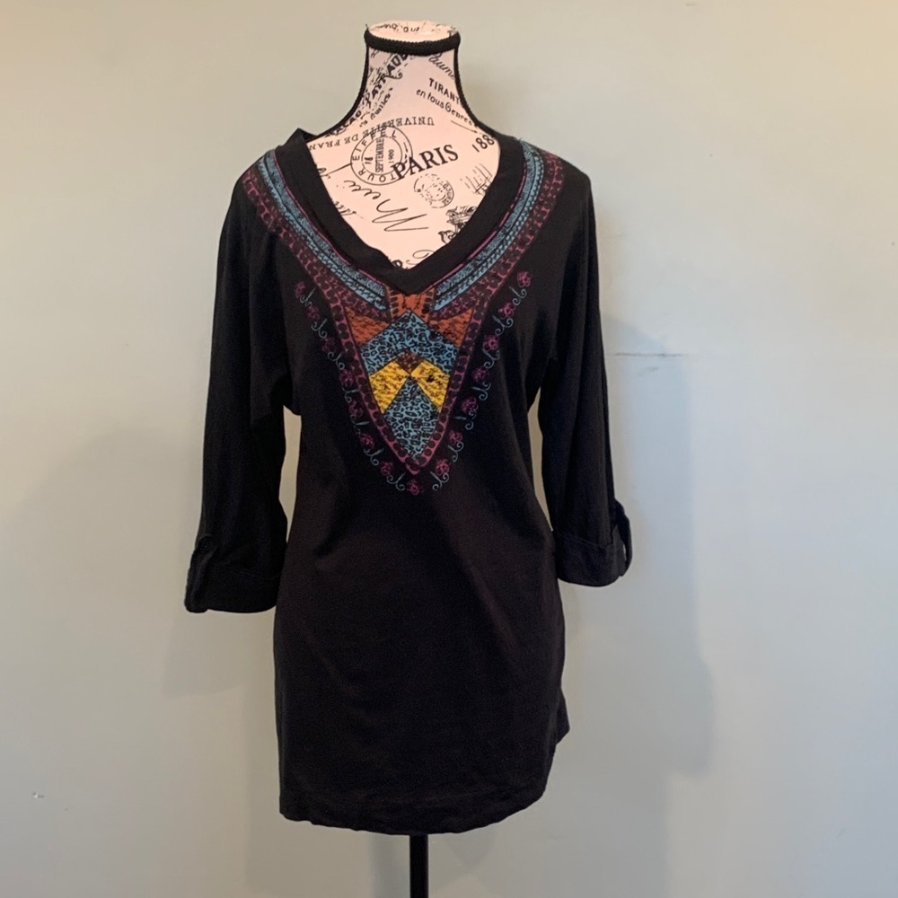 Miley Cyrus and Max Azria Women’s XS Extra Small Black V-Neck Tunic Top